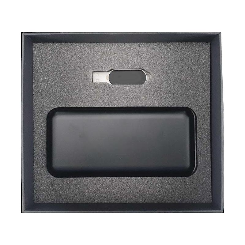 WGS-14 - Black Cardboard Gift Box With Wireless Powerbank with Suction Cup